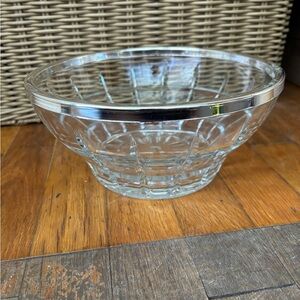 9" Glass bowl with silver rim made in Italy
